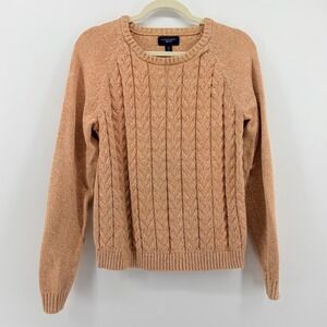 Lands End Drifter Kids Tan Cable Knit Sweater Size XL 18 Cotton‎ Blend
